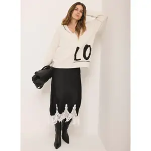 Mint Velvet Cream Wool Blend Graphic Love Jumper